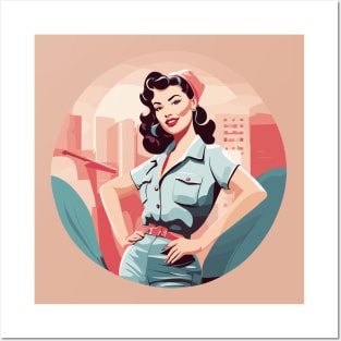 Cobalt Couture Navy Trendsetter Pin Up Girl Posters and Art